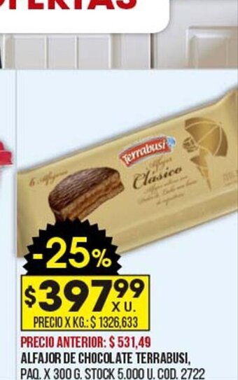 Coto Alfajor De Chocolate Terrabusi, oferta