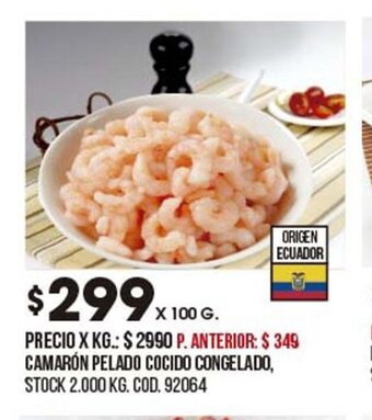 Coto Camarón Pelado Cocido Congelado, oferta