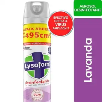 Coto Desinfectante de ambientes y elimina olores lysoform lavanda en aerosol 495ml oferta