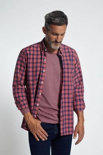 Macowens Camisa sport a cuadros fit bordó oferta
