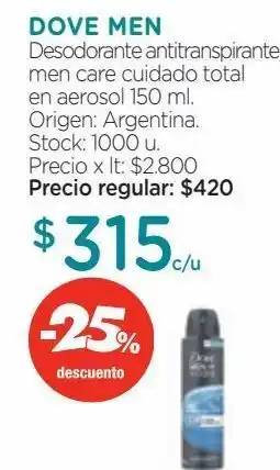 Farmacity Desodorante antitranspirante men care cuidado total en aerosol 150 ml. oferta