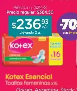 Farmacity Toallas femeninas esencial normal con alas x 16 un oferta