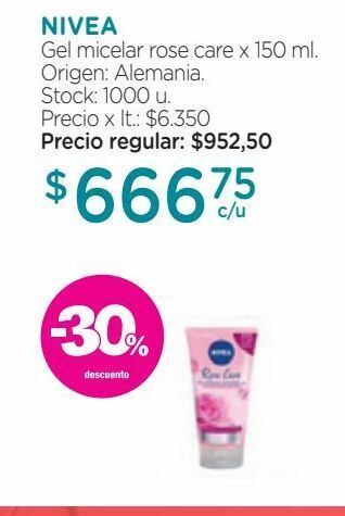 Farmacity Gel limpiador facial micelar nivea rose care para todo tipo de piel x 150 ml oferta