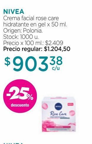 Farmacity Crema facial hidratante en gel nivea rose care para todo tipo de piel x 50 ml oferta