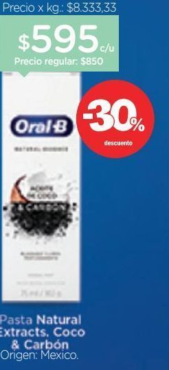 Farmacity Crema dental oral-b natural essence aceite de coco & carbón x 102 g oferta