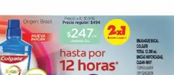 Farmacity Enjuague bucal colgate total 12 clean mint x 250 ml oferta