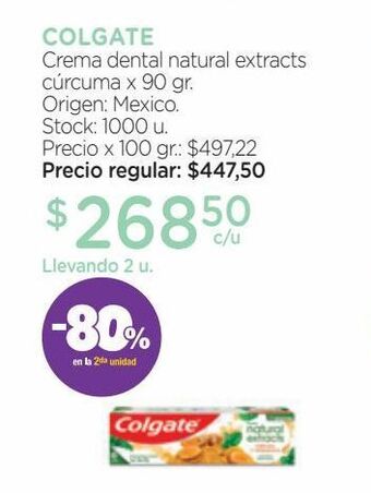 Farmacity Crema dental colgate natural extracts cúrcuma x 90 g oferta