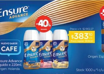 Farmacity Suplemento nutricional ensure advance en polvo sabor a vainilla x 850 g oferta