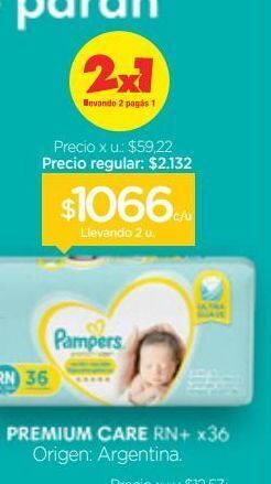 Farmacity Pañales pampers premium care hipoalergénico rn oferta
