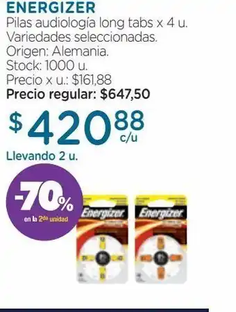 Farmacity Pilas energizer audiología long tabs az13 x 4 un oferta