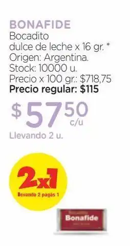 Farmacity Bocadito bonafide dulce de leche x 16 g oferta