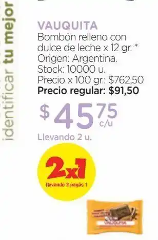 Farmacity Bombon relleno con dulce de leche vauquita oferta