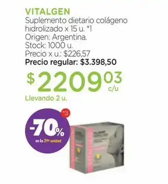 Farmacity Suplemento dietario vitalgen colágeno hidrolizado x 15 un oferta