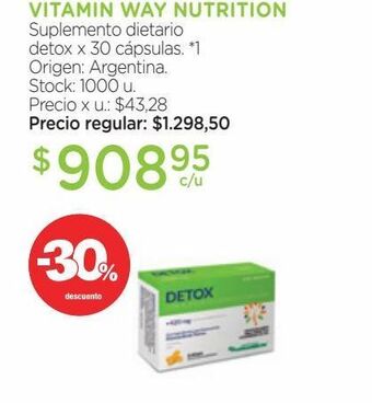 Farmacity Suplemento dietario detox x 30 cápsulas. oferta