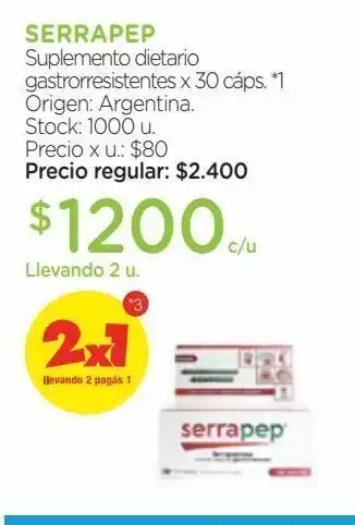 Farmacity Suplemento dietario framingham pharm serrapep gastrorresistentes x 30 cápsulas oferta