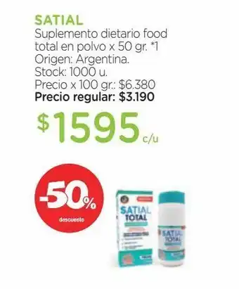 Farmacity Suplemento dietario satial food total en polvo x 50 g oferta