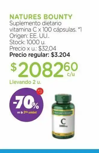 Farmacity Suplemento dietario natures bounty vitamina c x 100 cápsulas oferta