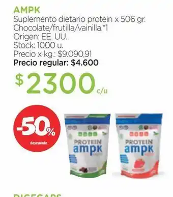Farmacity Suplemento dietario ampk protein chocolate x 506 g oferta