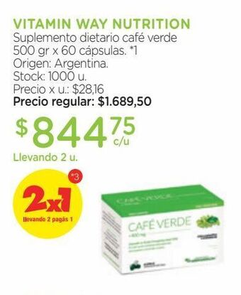 Farmacity Suplemento dietario vitamin way café verde 500 g x 60 un oferta