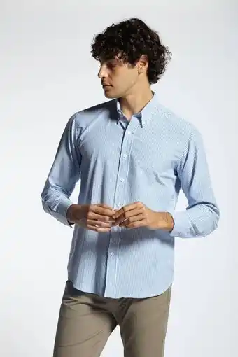 Macowens Camisa sport rayada fit azul francia oferta