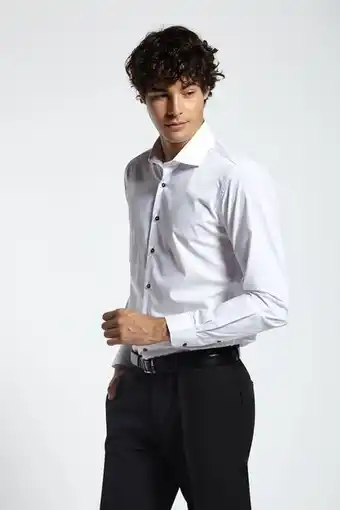 Macowens Camisa spandex lisa fit blanca oferta