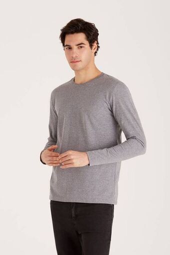 Macowens Remera jersey manga larga gris medio oferta