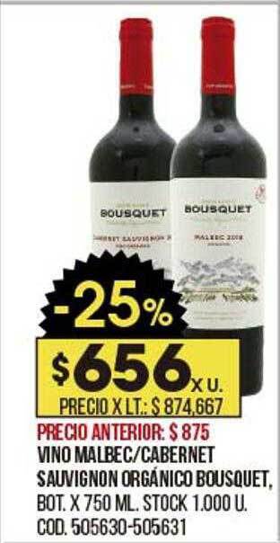 Coto Vino malbec cabernet sauvignon organico bousquet oferta