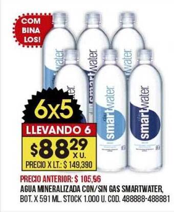 Coto Agua mineralizada con sin gas smartwater oferta