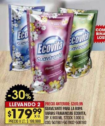 Coto Suavizante para la ropa varias fragancias ecovita oferta
