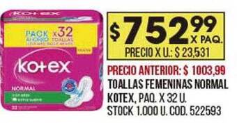 Coto Toallas femeninas normal kotex oferta