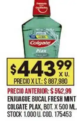 Coto Enjuague bucal fresh mint colgate plax oferta