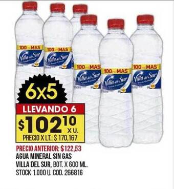 Coto Agua mineral sin gas villa del sur oferta
