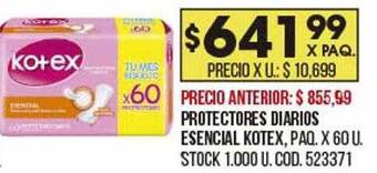Coto Protectores diarios esencial kotex oferta