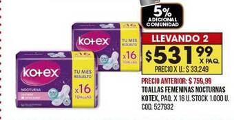 Coto Toallas femeninas nocturnas kotex oferta