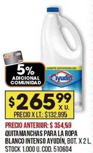 Coto Quitamanchas para la ropa blanco intenso ayudín oferta