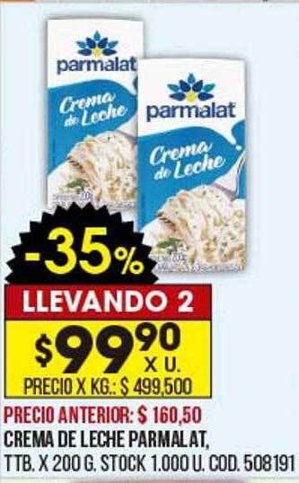 Coto Crema de leche parmalat oferta