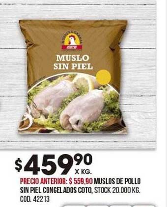 Coto Muslos de pollo sin piel congelados coto oferta