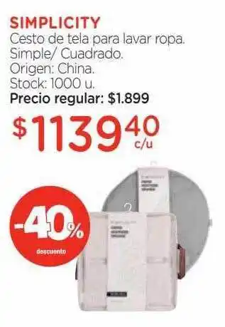Farmacity Simplicity cesto de tela para lavar ropa -40% descuento oferta