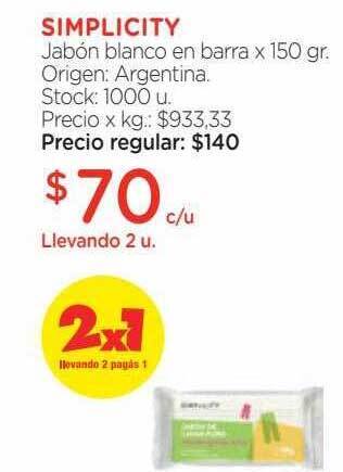 Farmacity Simplicity jabón blanco en barra oferta