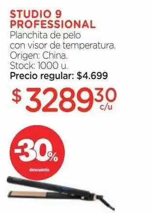 Studio 9 professional planchita de pelo con visor de temperatura -30% descuento