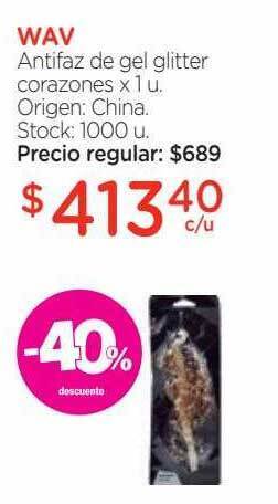 Farmacity Wav antifaz de gel glitter corazones oferta