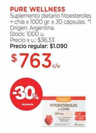 Farmacity Pure wellness suplemento dietario fitoesteroles + chia -30% descuento oferta