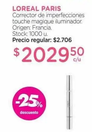 Loreal paris corrector de imperfecciones touche magique iluminador
