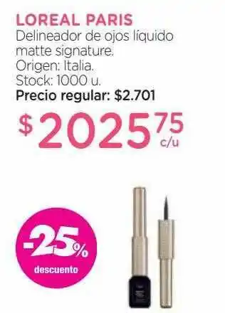 Farmacity Loreal paris delineador de ojos liquido matte signature -25% descuento oferta