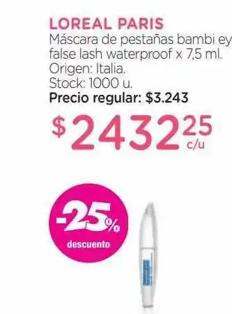 Farmacity Loreal paris máscara de pestañas bambi ey false lash waterproof -25% descuento oferta