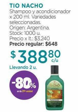 Farmacity Tio nacho shampoo y acondicionador -80% en la 2da unidad oferta