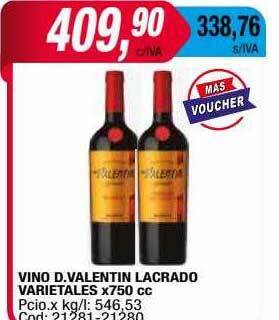Maxiconsumo Vino d valentin lacrado varietales oferta