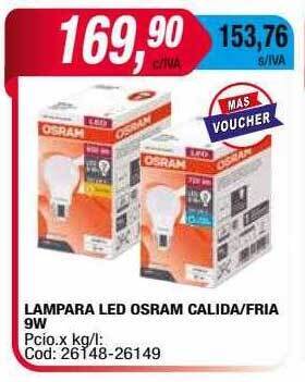Maxiconsumo Lampara led osram calida fria 9w oferta
