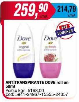 Maxiconsumo Antitranspirante dove roll on oferta