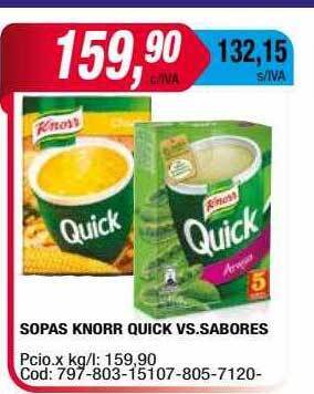 Maxiconsumo Sopas knorr quick vs sabores oferta